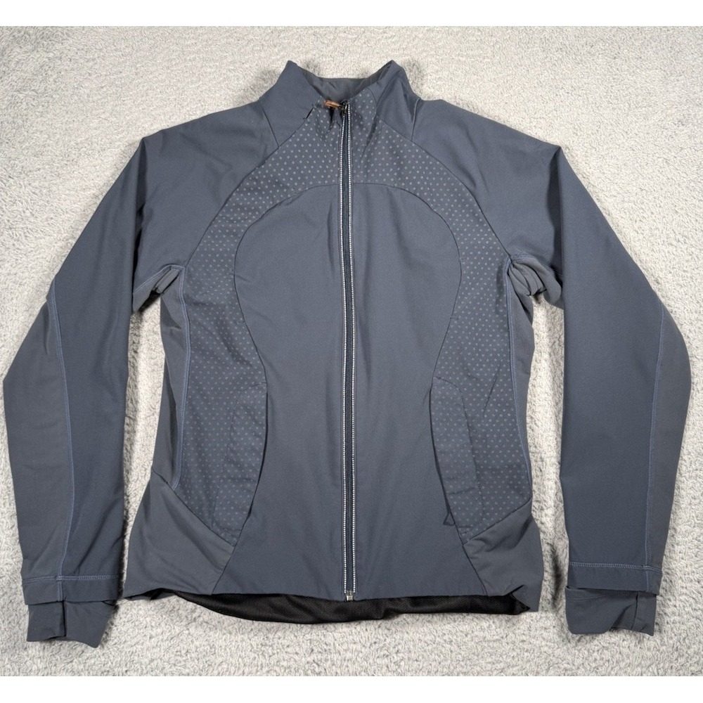 LULULEMON Running Jacket Womens Small Lined Reflective Dots Gray Full Zip